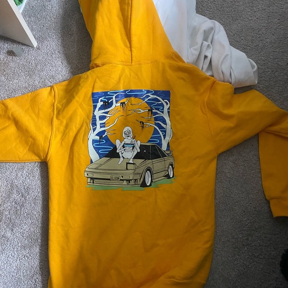 🤍3/35 graphic hoodie in bright yellow - Picture 2 of 4